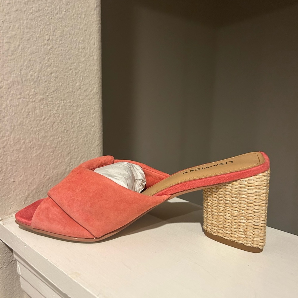 Lisa Vicky IMPRESS Platform Slide Sandals Women's 7 M Sunkissed Suede Block Heel - Picture 3 of 11